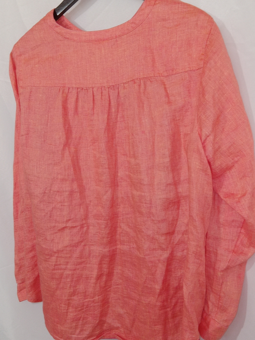 J Jill Love Linen Top XL Coral Pink Orange Button Front Lagenlook Coastal Resort - Picture 6 of 10